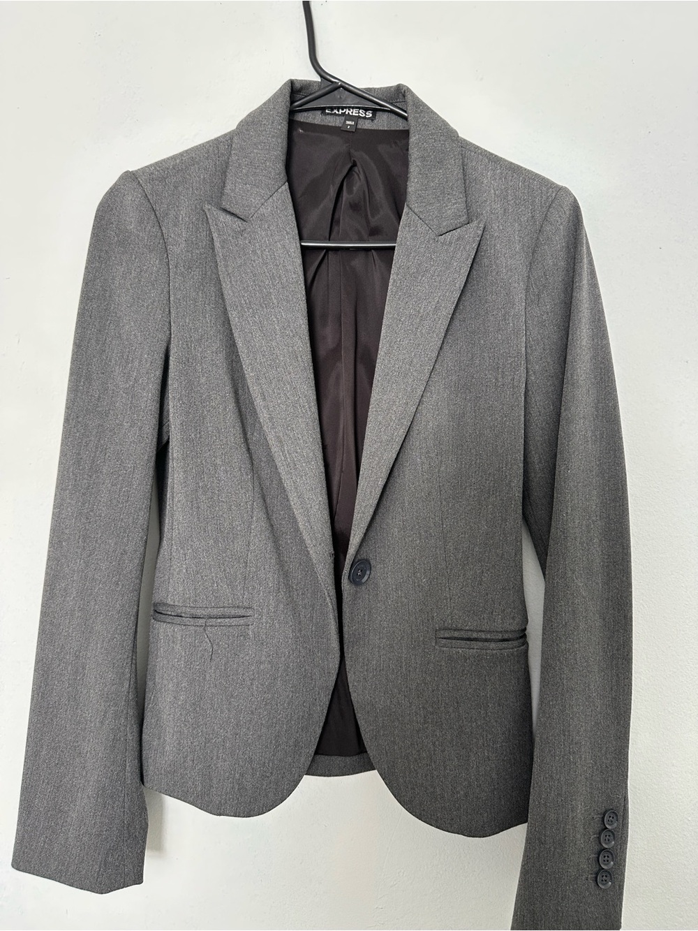 Express Women's Gray Single-Button Tailored Blazer